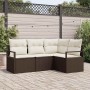 Conjunto de sofá de jardín 4 pcs Marrón Poliratán