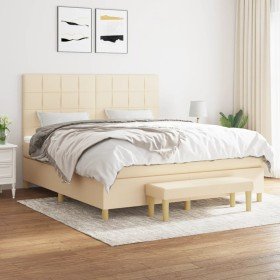 Cama box spring con colchón tela color crema 160x200 cm en Camas y somieres | Comprar online en Foro24