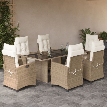 Set comedor de jardín 7 pzas con cojines ratán sintético beige by , Garden sets - Ref: Foro24-3212926, Price: 889,16 €, Disco...