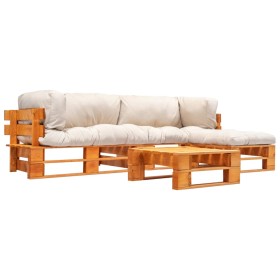 Muebles de palets de jardín con cojines arena 4 piezas madera by , Garden sets - Ref: Foro24-277458, Price: 386,12 €, Discoun...