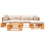 Muebles de palets de jardín con cojines arena 4 piezas madera by , Garden sets - Ref: Foro24-277458, Price: 386,12 €, Discoun...