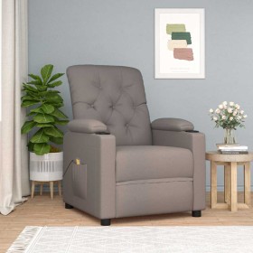 Sillón de masaje reclinable de tela gris taupé