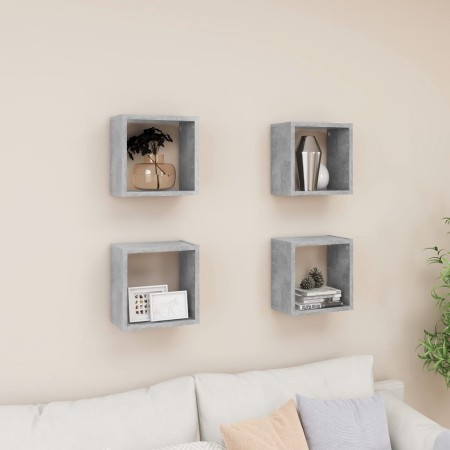 Estantes cubo de pared 4 unidades gris hormigón 26x15x26 cm von , Regale und Regale - Ref: Foro24-807038, Preis: 35,83 €, Rab...