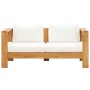 Sofá de jardín con cojín madera de acacia blanco crema 140 cm by , Modular outdoor sofas - Ref: Foro24-47273, Price: 314,31 €...