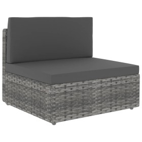 Sofá seccional central de ratán sintético gris de , Sofás modulares de exterior - Ref: Foro24-49518, Precio: 134,94 €