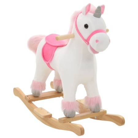 Unicornio balancín de peluche blanco y rosa 65x32x58 cm de , Juguetes para mecerse y balancearse - Ref: Foro24-80219, Precio:...