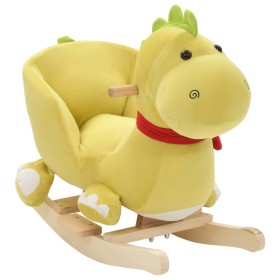 Dragón balancín de peluche con respaldo verde
