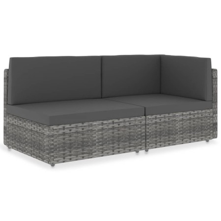 Sofá seccional de 2 plazas de ratán sintético gris by , Modular outdoor sofas - Ref: Foro24-49524, Price: 216,09 €, Discount: %