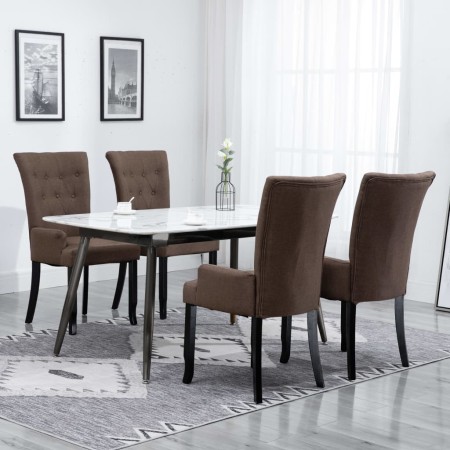 Sillas de comedor con reposabrazos 4 unidades tela marrón von , Essstühle - Ref: Foro24-276912, Preis: 501,94 €, Rabatt: %