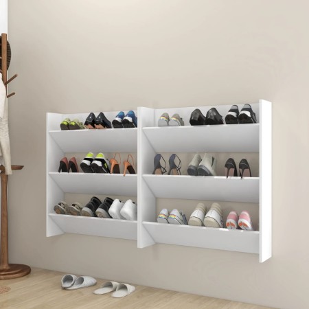 Zapateros de pared 2 uds madera contrachapada blanco 80x18x90cm by , Shoe racks and shoe organizers - Ref: Foro24-806778, Pri...