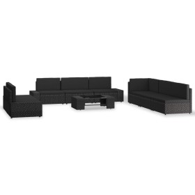 Juego de muebles de jardín 9 piezas ratán sintético negro by , Garden sets - Ref: Foro24-3054585, Price: 963,84 €, Discount: %