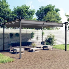 Cenador de jardín con techo retráctil gris antracita 4x3 m