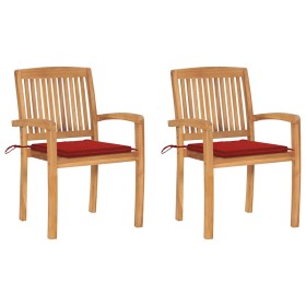 Sillas de jardín 2 uds con cojines madera maciza