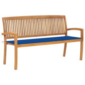 Banco de jardín apilable con cojín madera maciza de teca 159 cm by , garden benches - Ref: Foro24-3063316, Price: 250,95 €, D...