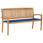 Banco de jardín apilable con cojín madera maciza de teca 159 cm by , garden benches - Ref: Foro24-3063316, Price: 250,95 €, D...