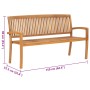 Banco de jardín apilable con cojín madera maciza teca 159 cm by , garden benches - Ref: Foro24-3063309, Price: 237,32 €, Disc...