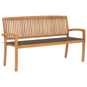 Banco de jardín apilable y cojín madera maciza de