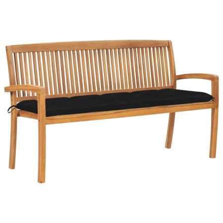 Banco de jardín apilable con cojín madera maciza de teca 159 cm von , Gartenbänke - Ref: Foro24-3063328, Preis: 244,84 €, Rab...