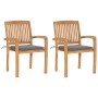 Sillas de jardín 2 uds con cojines madera maciza de teca gris by , Garden chairs - Ref: Foro24-3063253, Price: 254,10 €, Disc...