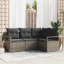 Conjunto de sofá de jardín 4 pcs Gris Poliratán
