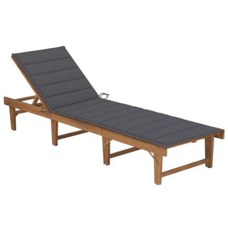 Tumbona plegable con cojín madera maciza de acacia | Foro24.es | Tu tienda online para hogar, jardín y más Foro24.es