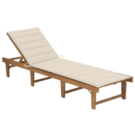 Tumbona plegable con cojín madera maciza de acacia von , Liegen - Ref: Foro24-3064166, Preis: 249,37 €, Rabatt: %