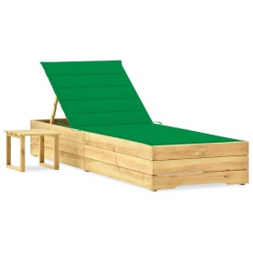 Tumbona de jardín con mesa y cojín de madera de pino impregnada von , Liegen - Ref: Foro24-3065929, Preis: 149,89 €, Rabatt: %