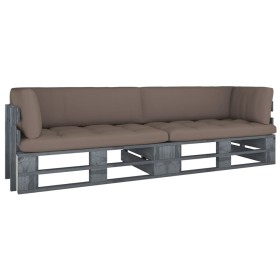 Sofá de palets 2 plazas cojines gris madera de pino impregnada by , Garden sets - Ref: Foro24-3066633, Price: 275,20 €, Disco...