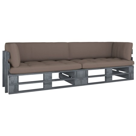 Sofá de palets 2 plazas cojines gris madera de pino impregnada by , Garden sets - Ref: Foro24-3066633, Price: 275,20 €, Disco...