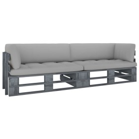 Sofá de palets 2 plazas cojines gris madera de pino impregnada de , Conjuntos de jardín - Ref: Foro24-3066627, Precio: 272,61...