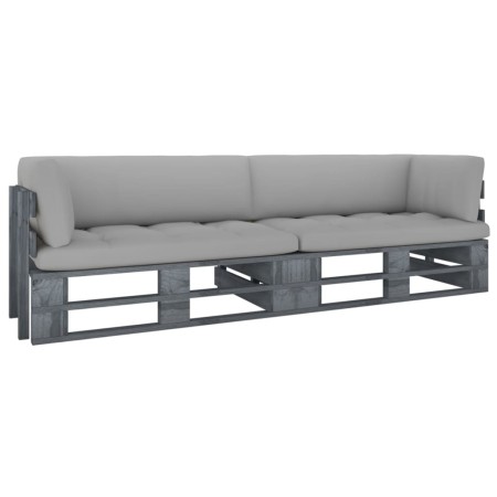 Sofá de palets 2 plazas cojines gris madera de pino impregnada by , Garden sets - Ref: Foro24-3066627, Price: 272,61 €, Disco...