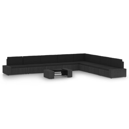 Set de muebles de jardín 9 pzas ratán sintético y cojines negro | Foro24.es | Tu tienda online para hogar, jardín y más Foro24.es