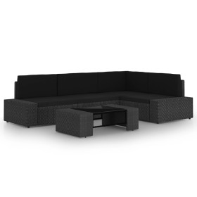 Set de muebles de jardín 5 pzas ratán sintético y cojines negro by , Garden sets - Ref: Foro24-3067133, Price: 450,93 €, Disc...