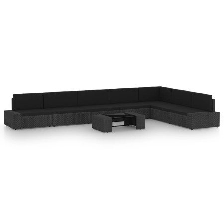 Set de muebles de jardín 8 pzas ratán sintético y cojines negro by , Garden sets - Ref: Foro24-3067144, Price: 789,38 €, Disc...