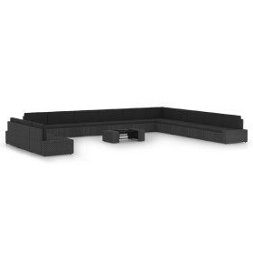Set muebles de jardín 14 pzas ratán sintético y cojines negro by , Garden sets - Ref: Foro24-3067150, Price: 1,00 €, Discount: %