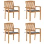 Sillas de jardín apilables 4 uds madera de teca con cojines by , Garden chairs - Ref: Foro24-3073211, Price: 429,93 €, Discou...