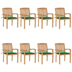 Sillas de jardín apilables 8 uds madera de teca