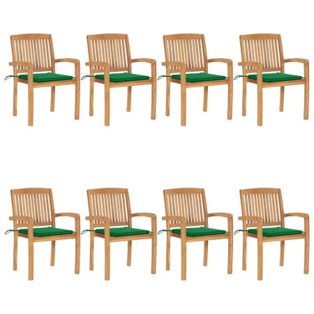 Sillas de jardín apilables 8 uds madera de teca con cojines | Foro24.es | Tu tienda online para hogar, jardín y más Foro24.es