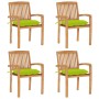 Sillas de jardín apilables 4 uds madera de teca con cojines by , Garden chairs - Ref: Foro24-3073266, Price: 426,88 €, Discou...