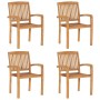 Sillas de jardín apilables 4 uds madera de teca con cojines de , Sillas de jardín - Ref: Foro24-3073218, Precio: 422,96 €, De...