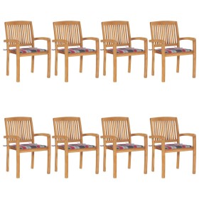 Sillas de jardín apilables 8 uds madera de teca con cojines by , Garden chairs - Ref: Foro24-3073253, Price: 887,17 €, Discou...
