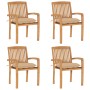Sillas de jardín apilables 4 uds madera de teca con cojines by , Garden chairs - Ref: Foro24-3073258, Price: 426,63 €, Discou...