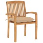 Sillas de jardín apilables 4 uds madera de teca con cojines by , Garden chairs - Ref: Foro24-3073258, Price: 426,63 €, Discou...