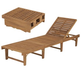 Tumbona plegable de madera maciza de acacia by , Loungers - Ref: Foro24-44253, Price: 187,38 €, Discount: %