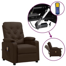 Sillón de masaje elevable cuero sintético marrón