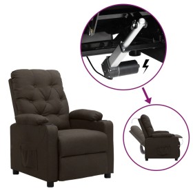 Sillón elevable tela marrón oscuro