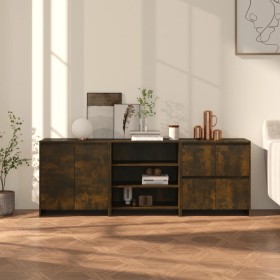 Aparador de 3 piezas madera manufacturada color roble ahumado by , Sideboards - Ref: Foro24-3098078, Price: 190,85 €, Discoun...