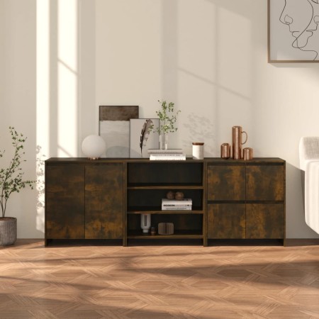 Aparador de 3 piezas madera manufacturada color roble ahumado by , Sideboards - Ref: Foro24-3098078, Price: 190,85 €, Discoun...