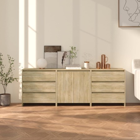 Aparador de 3 piezas madera manufacturada color roble Sonoma by , Sideboards - Ref: Foro24-3098067, Price: 248,87 €, Discount: %