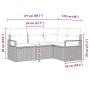 Conjunto de sofá de jardín 4 pcs Gris Poliratán